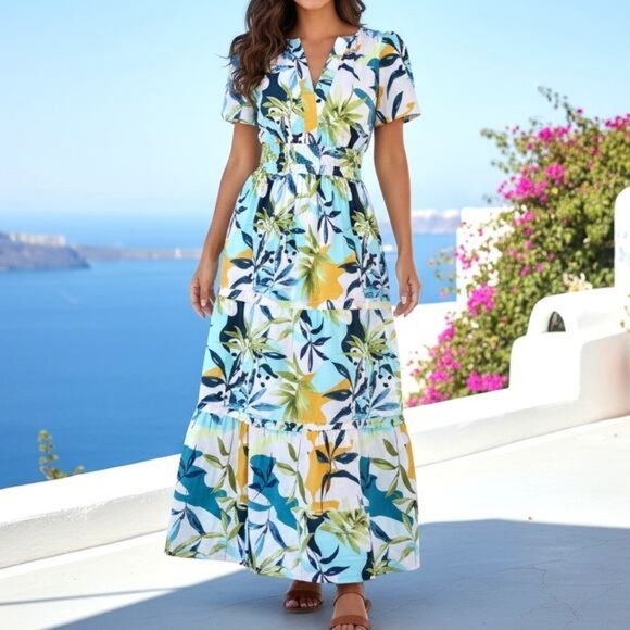 Cynthia Rowley Dresses & Skirts - 💘 CYNTHIA ROWLEY Somerset A-line Maxi Multi Floral Print Smocked